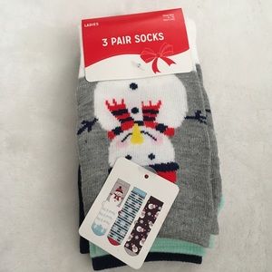 Ladies Christmas Snowman Novelty Socks 3 Pair NWT